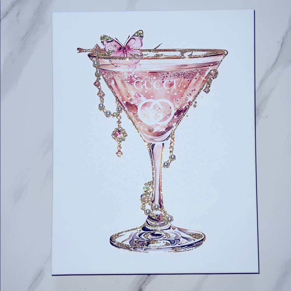 Luxurious Pink and Gold Martini Glass Canvas art